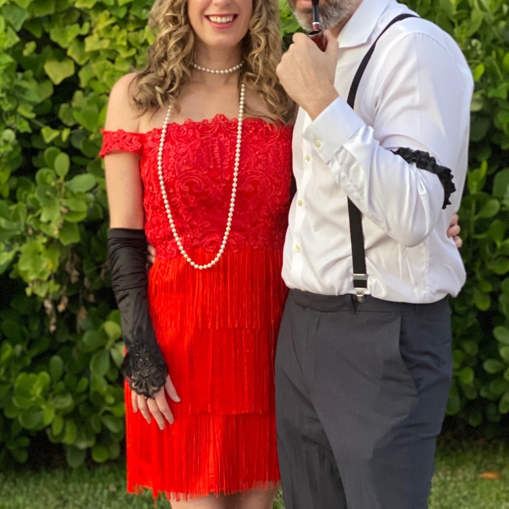 JJ’s House Red Sz 4 Sheath Tassel Dress